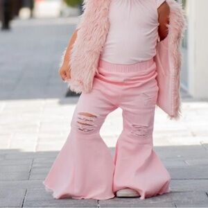 Bailey’s Blossoms Toddler Girls 4T Pink Flared Distressed Bell Bottom Pants